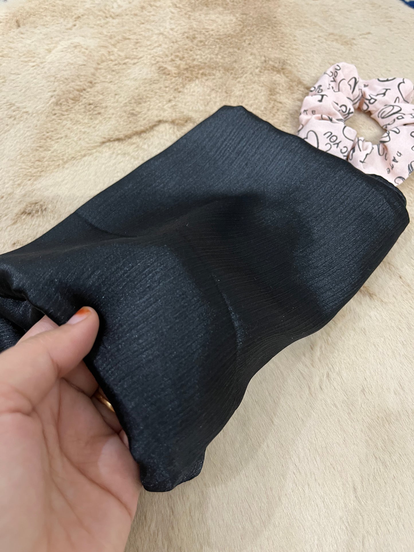 Onyx Black Shine | Muna Satin Hijab - Elegance Redefined | 180*75 Size