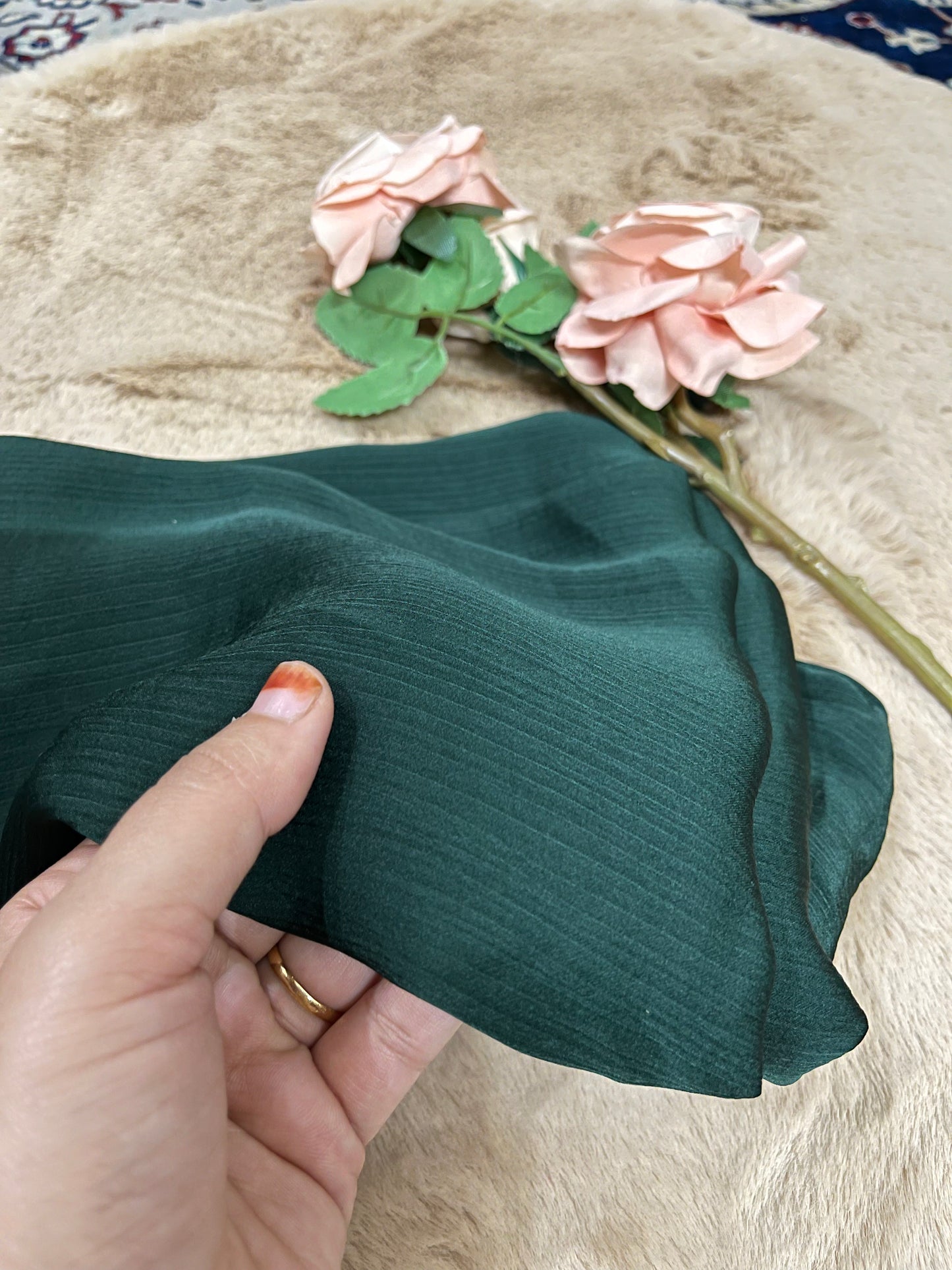 Bottle Green Shine | Muna Satin Hijab - Elegance Redefined | 180*75 Size