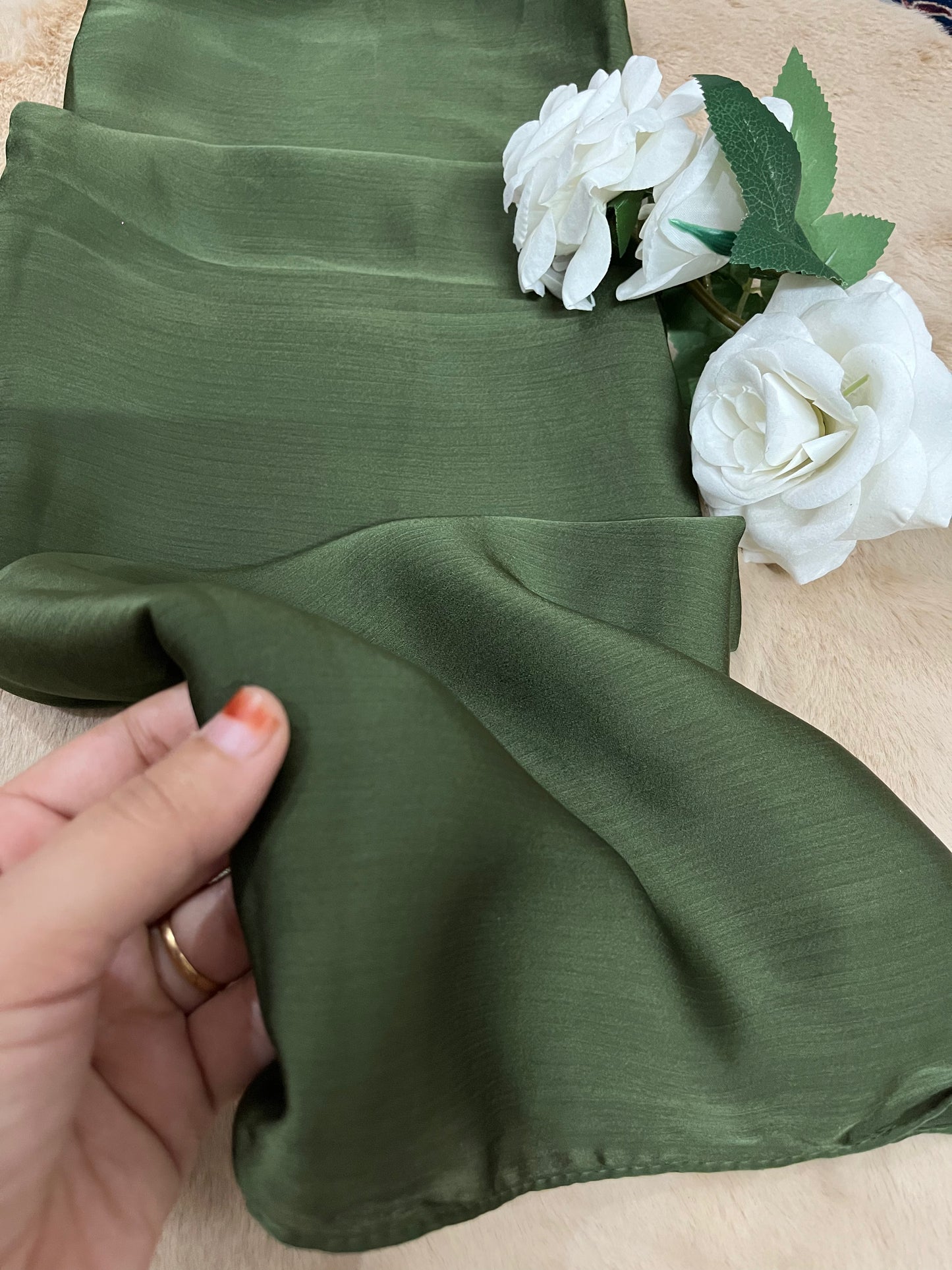 Bilbao Green Shine | Muna Satin Hijab - Elegance Redefined | 180*75 Size