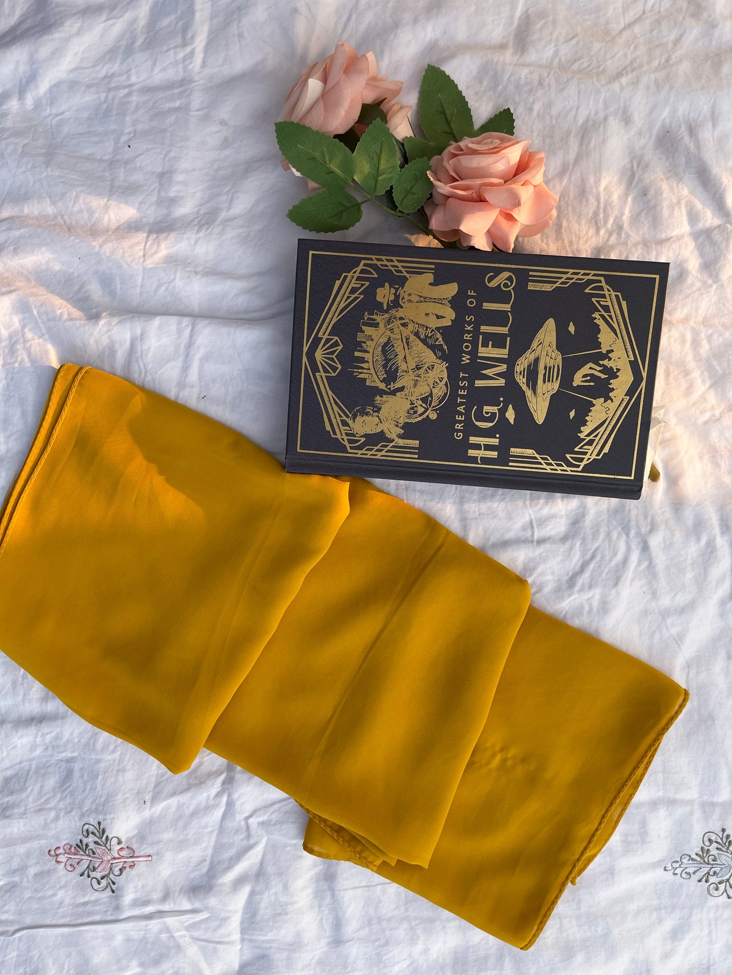 Mustard Yellow | Heavy Chiffon Hijab - Elegance Redefined | 180*75 Size