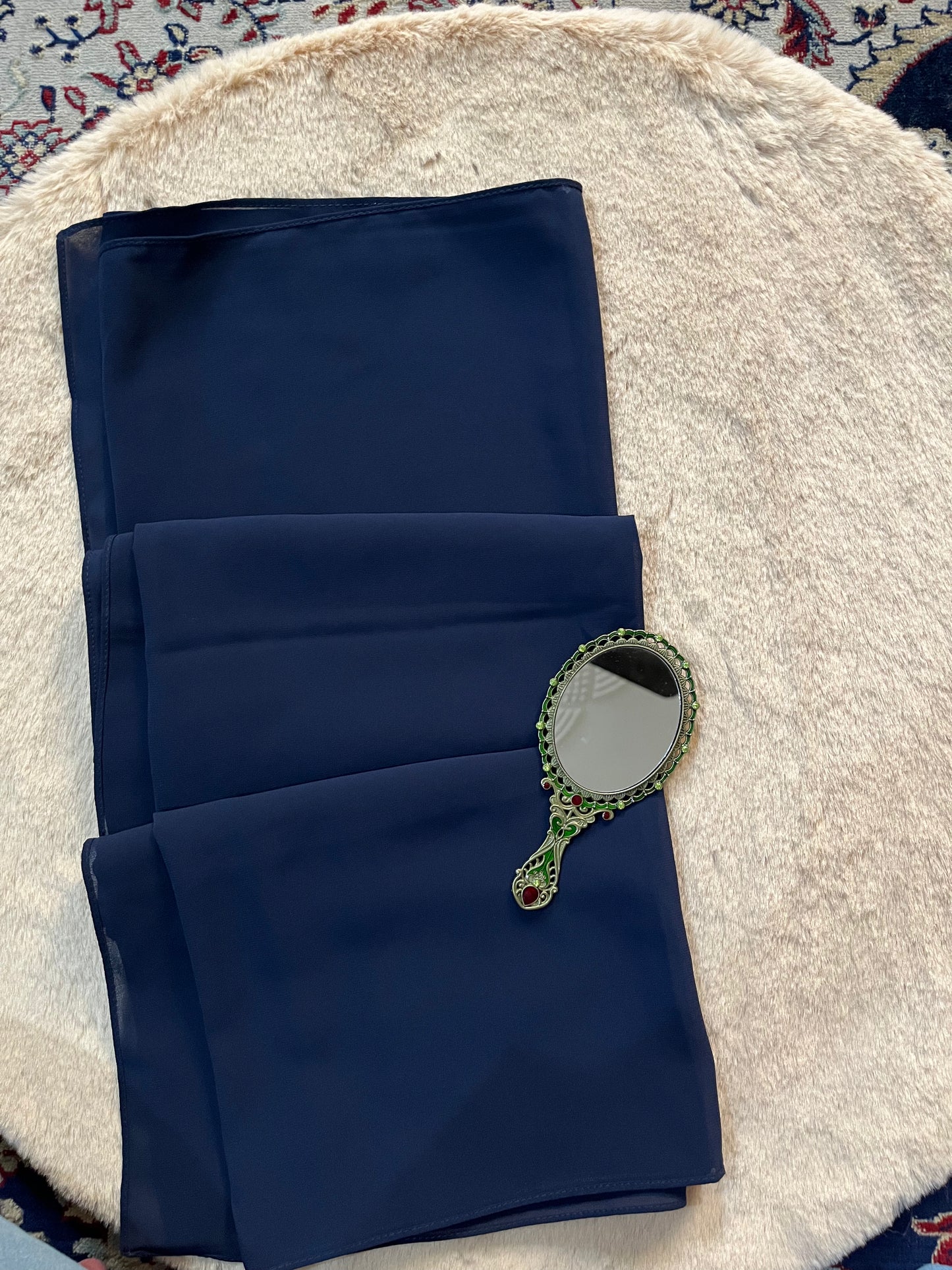 French Navy Blue | Heavy Chiffon Hijab - Elegance Redefined | 180*75 Size