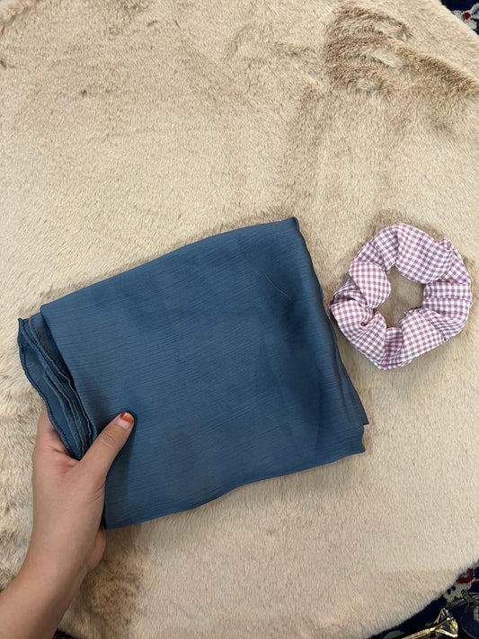 Slate Blue Shine | Muna Satin Hijab - Elegance Redefined | 180*75 Size