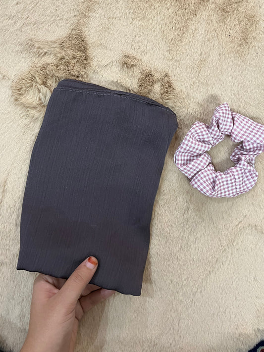 Davy Grey Shine | Muna Satin Hijab - Elegance Redefined | 180*75 Size