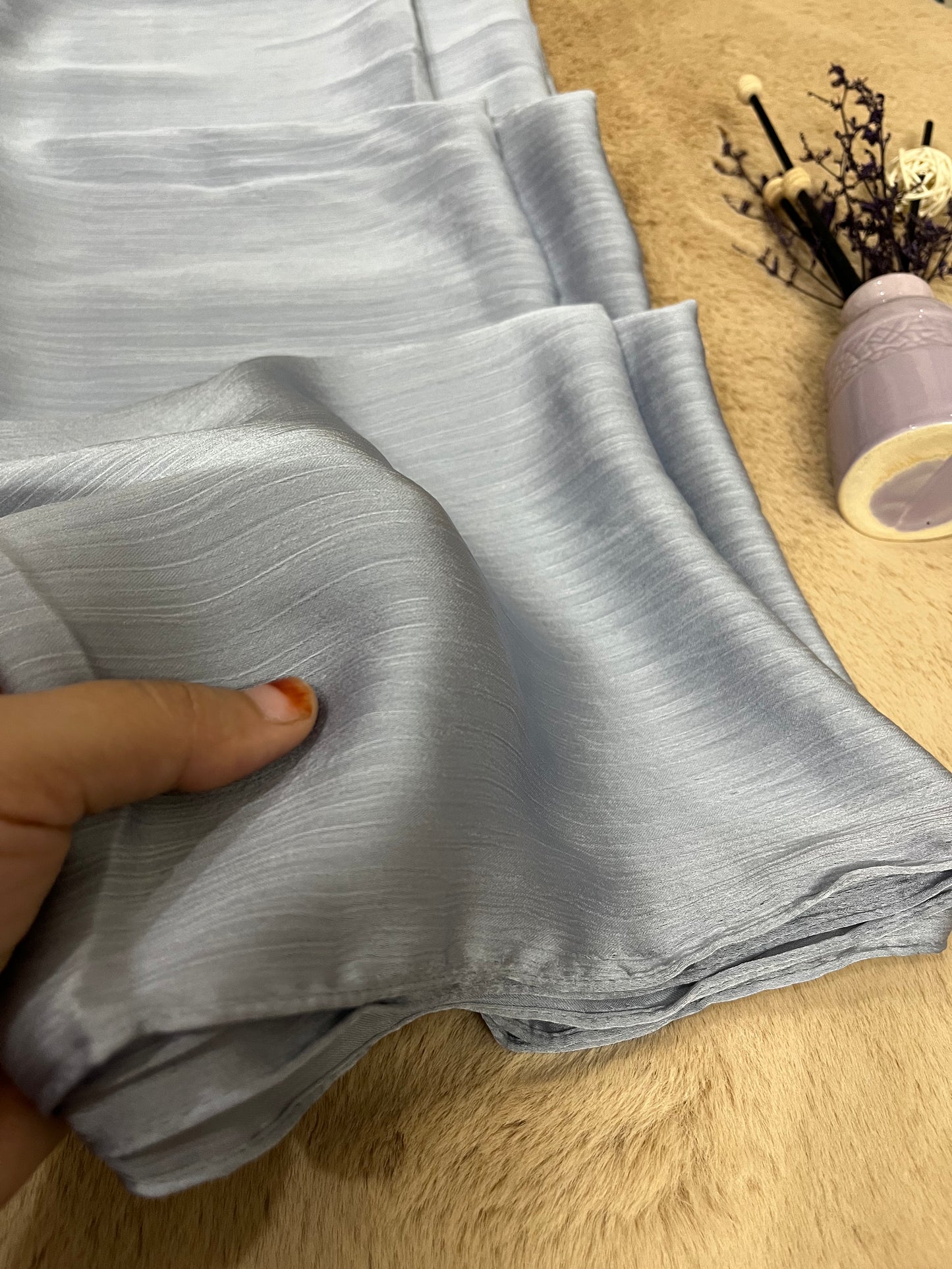 Dolphine Greyish Blue Shine | Muna Satin Hijab - Elegance Redefined | 180*75 Size
