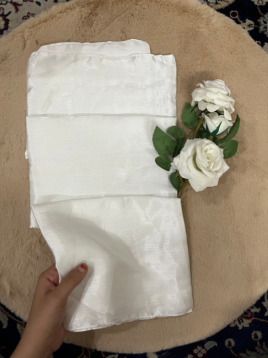 Pearl White Shine | Muna Satin Hijab - Elegance Redefined | 180*75 Size