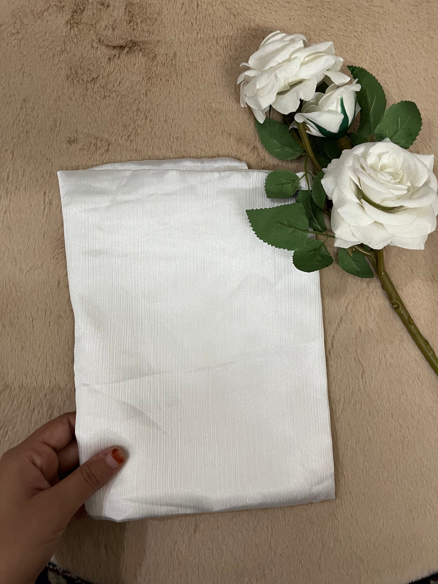 Pearl White Shine | Muna Satin Hijab - Elegance Redefined | 180*75 Size