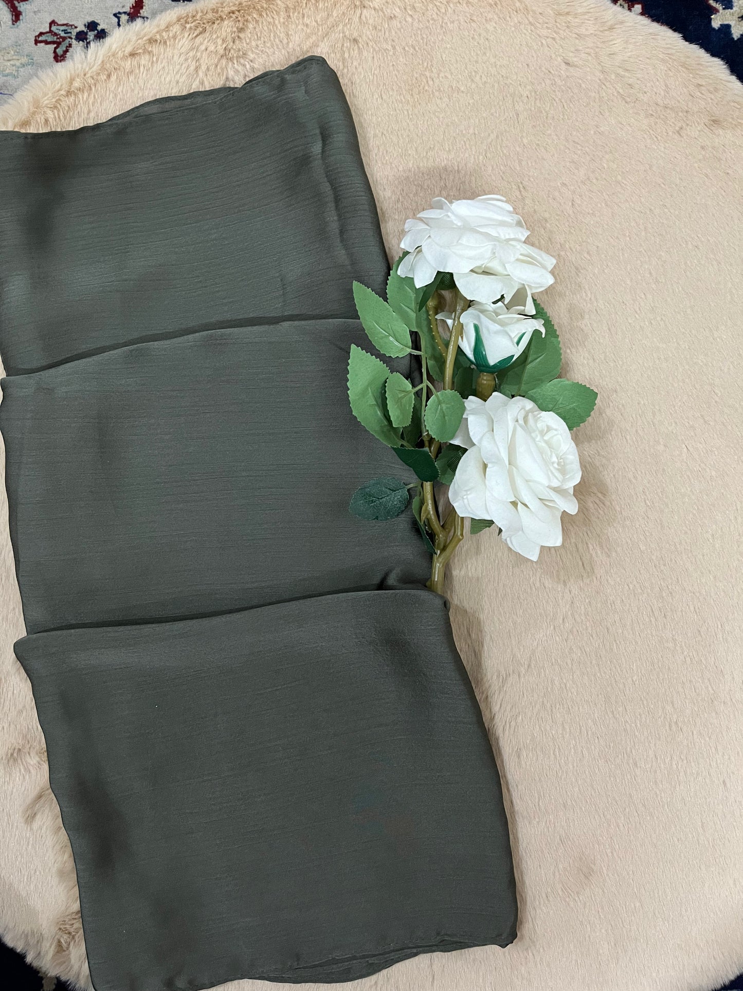 Pewter Greeen Shine | Muna Satin Hijab - Elegance Redefined | 180*75 Size