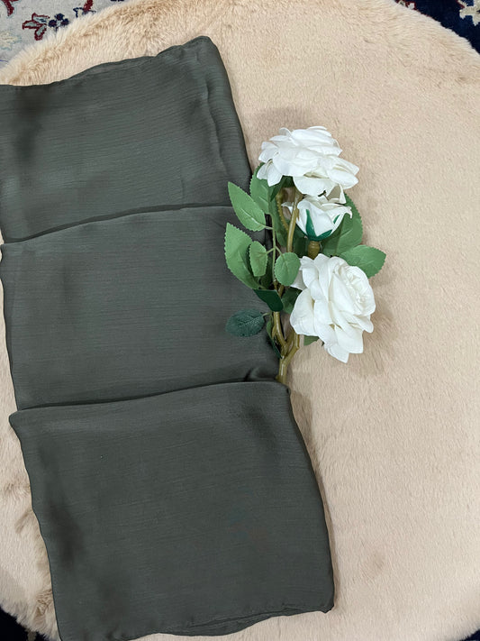 Pewter Greeen Shine | Muna Satin Hijab - Elegance Redefined | 180*75 Size