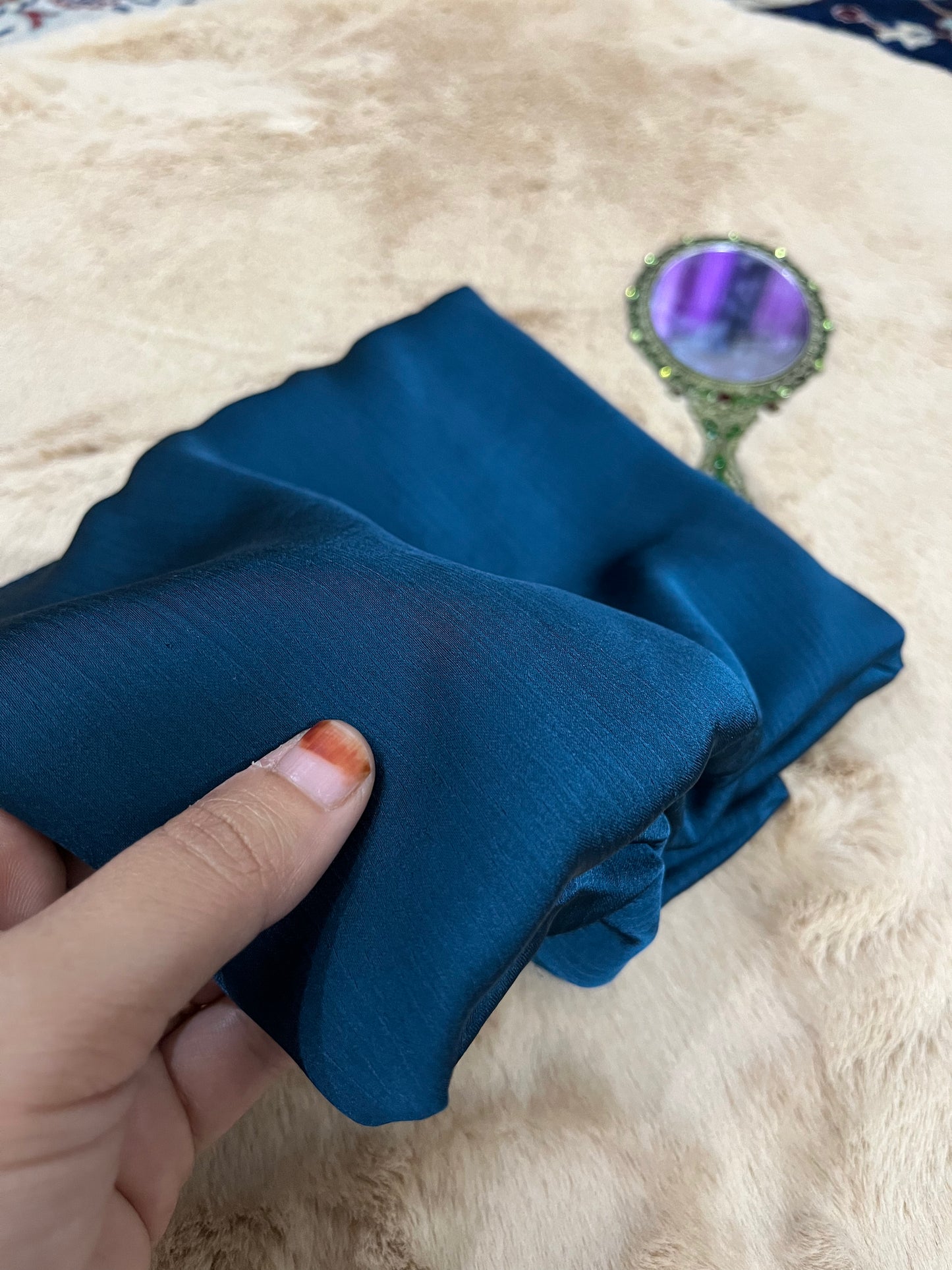 Cobalt Blue Shine | Muna Satin Hijab - Elegance Redefined | 180*75 Size