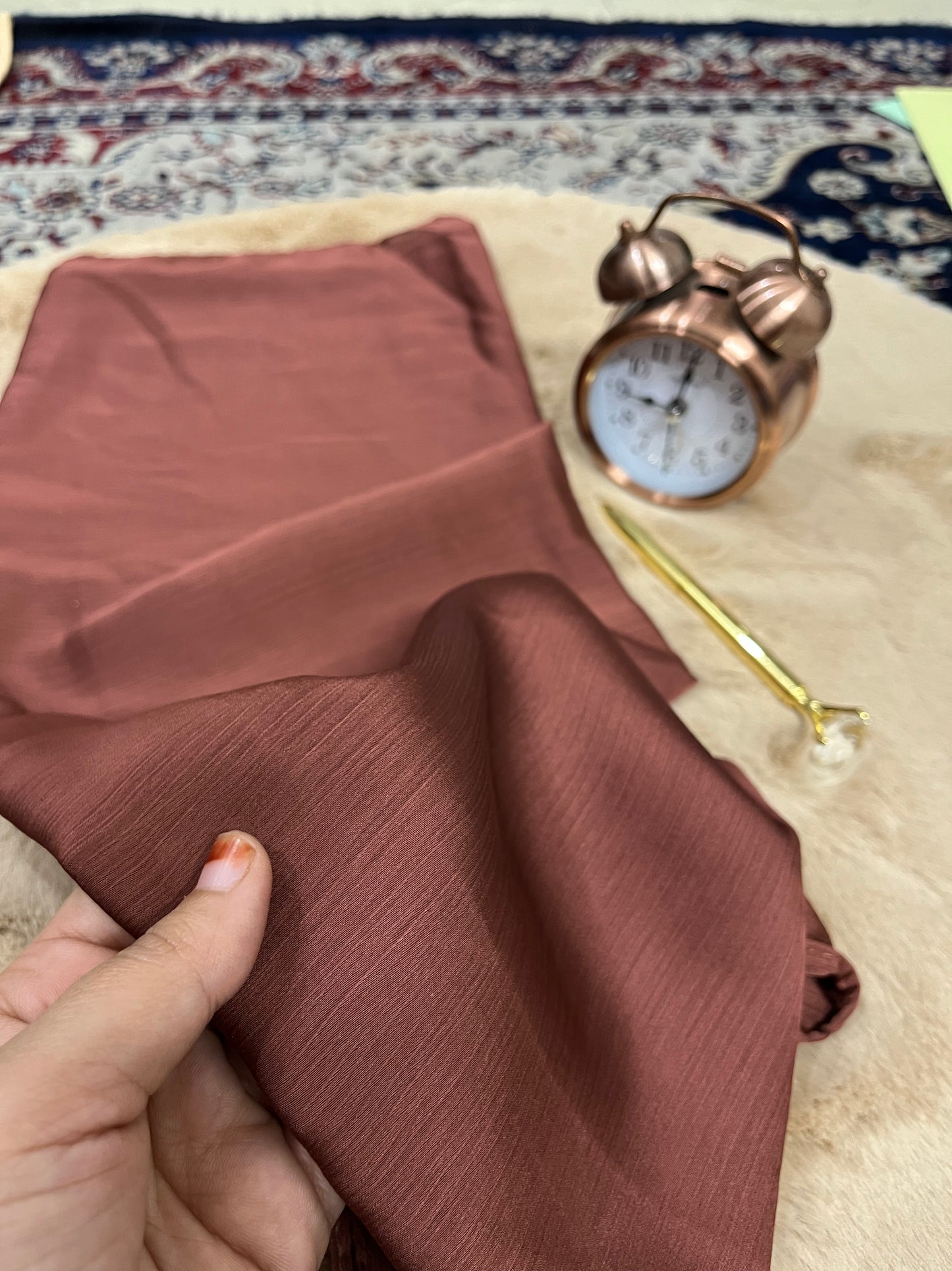 Deep Rosewood Red Shine | Muna Satin Hijab - Elegance Redefined | 180*75 Size
