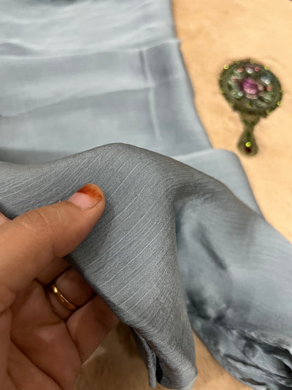 Slate Grey Shine | Muna Satin Hijab - Elegance Redefined | 180*75 Size
