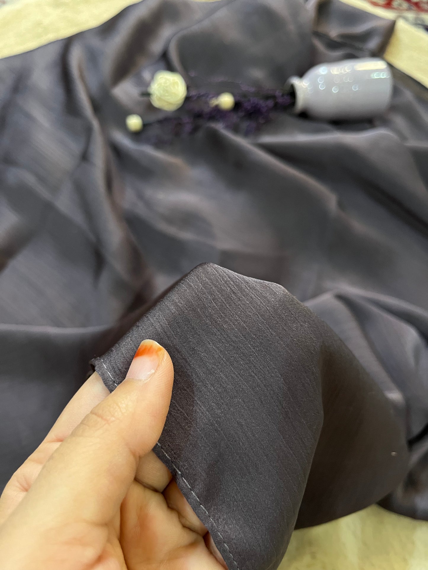 Davy Grey Shine | Muna Satin Hijab - Elegance Redefined | 180*75 Size
