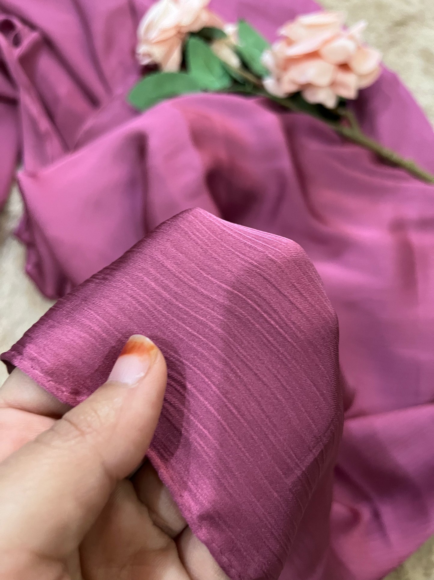 Mauve Pink Shine | Muna Satin Hijab - Elegance Redefined | 180*75 Size