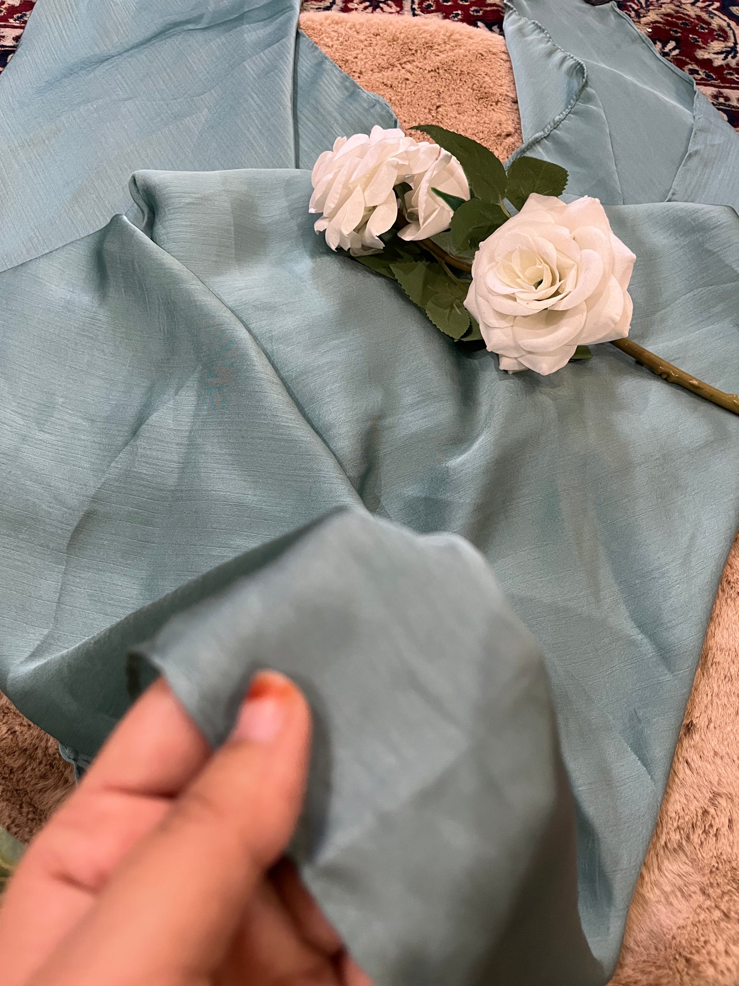 Cruise Sky Blue | Muna Satin Hijab - Elegance Redefined | 180*75 Size