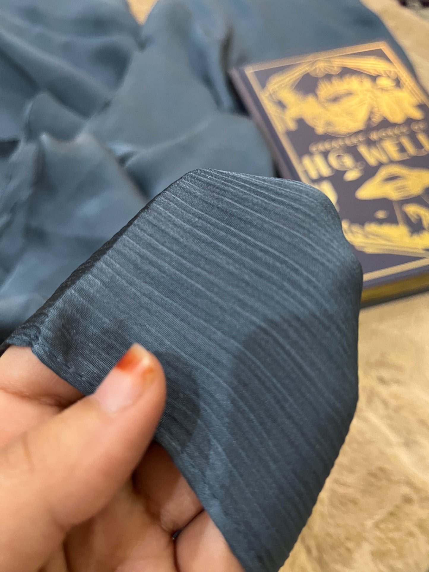 Slate Blue Shine | Muna Satin Hijab - Elegance Redefined | 180*75 Size